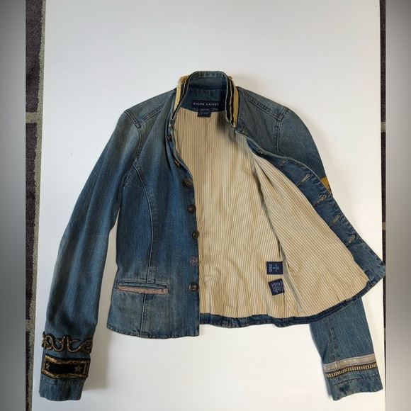 RARE: Ralph Lauren Jean Jacket with Gold Accents Size 2. - Picture 2 of 14
